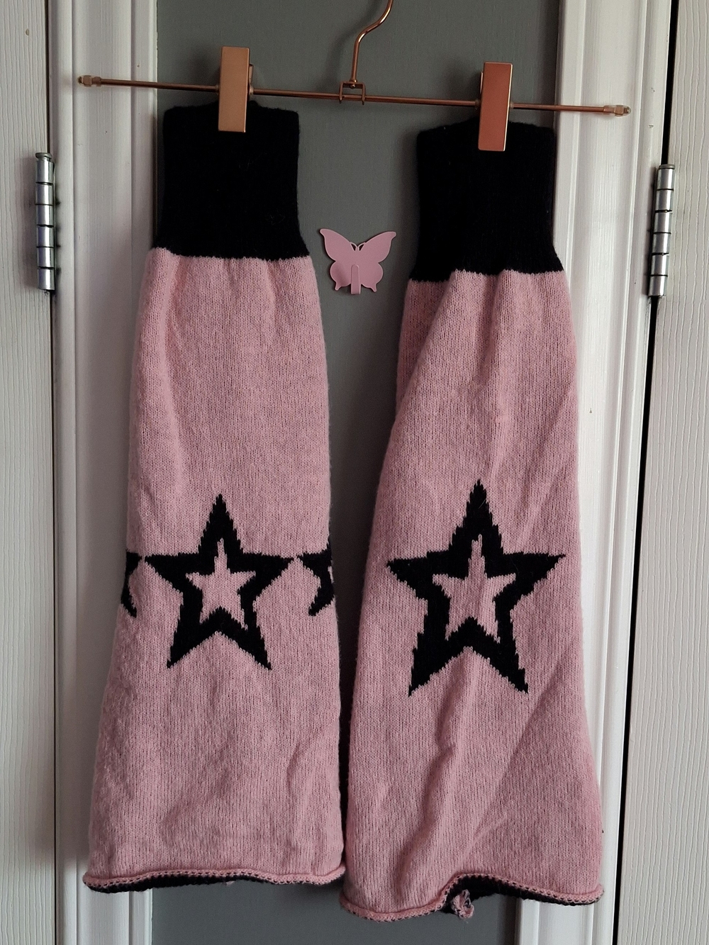 Pink & Black Star Knit Leg Warmers